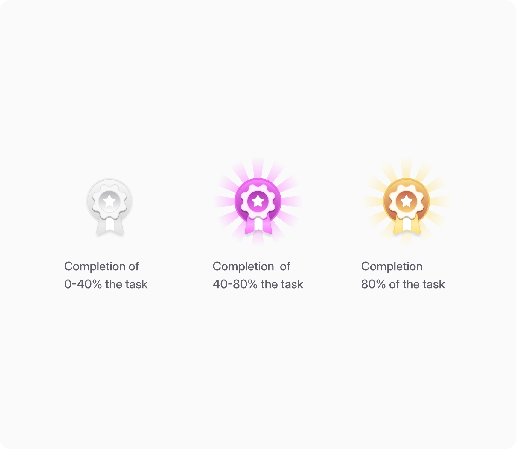 Badge tiers: grey, purple, gold